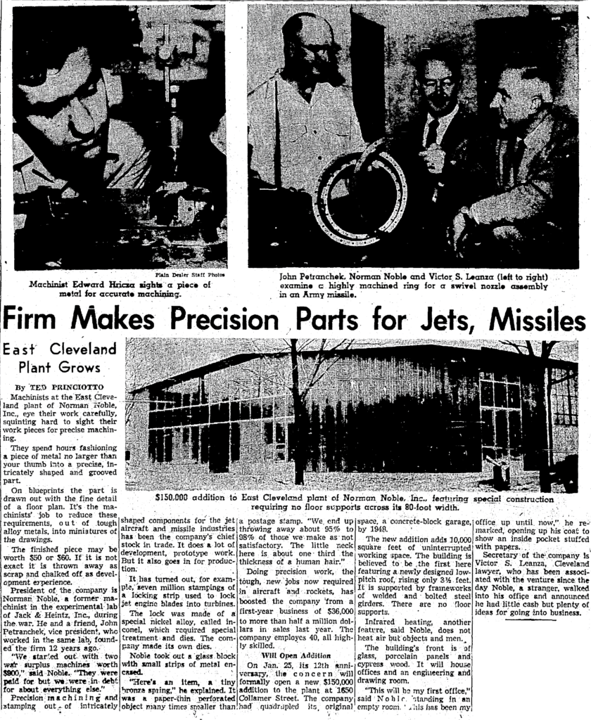 Norman Noble expands newspaper article from 1958