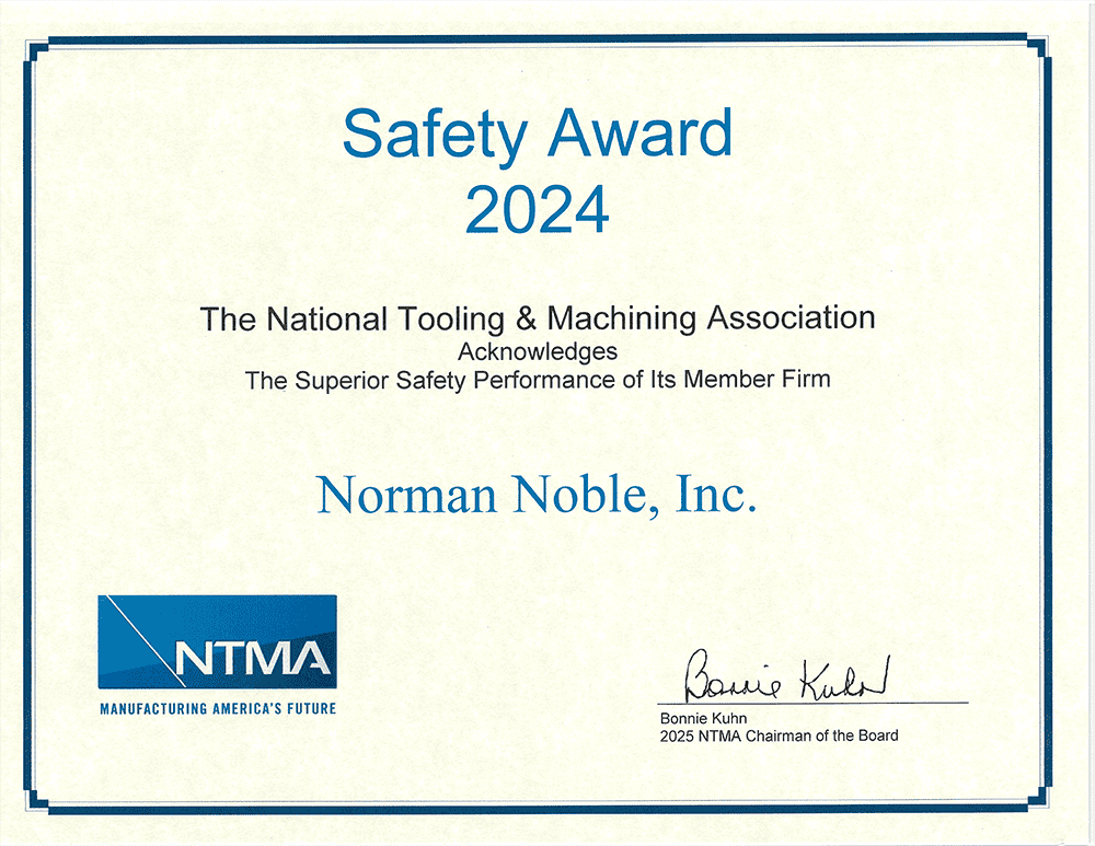 Norman Noble Wins NTMA Superior Safety Award for Second Consecutive Year